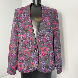 Silence + Noise Urban Outfitters Womens Small Floral Single Button Blazer Jacket